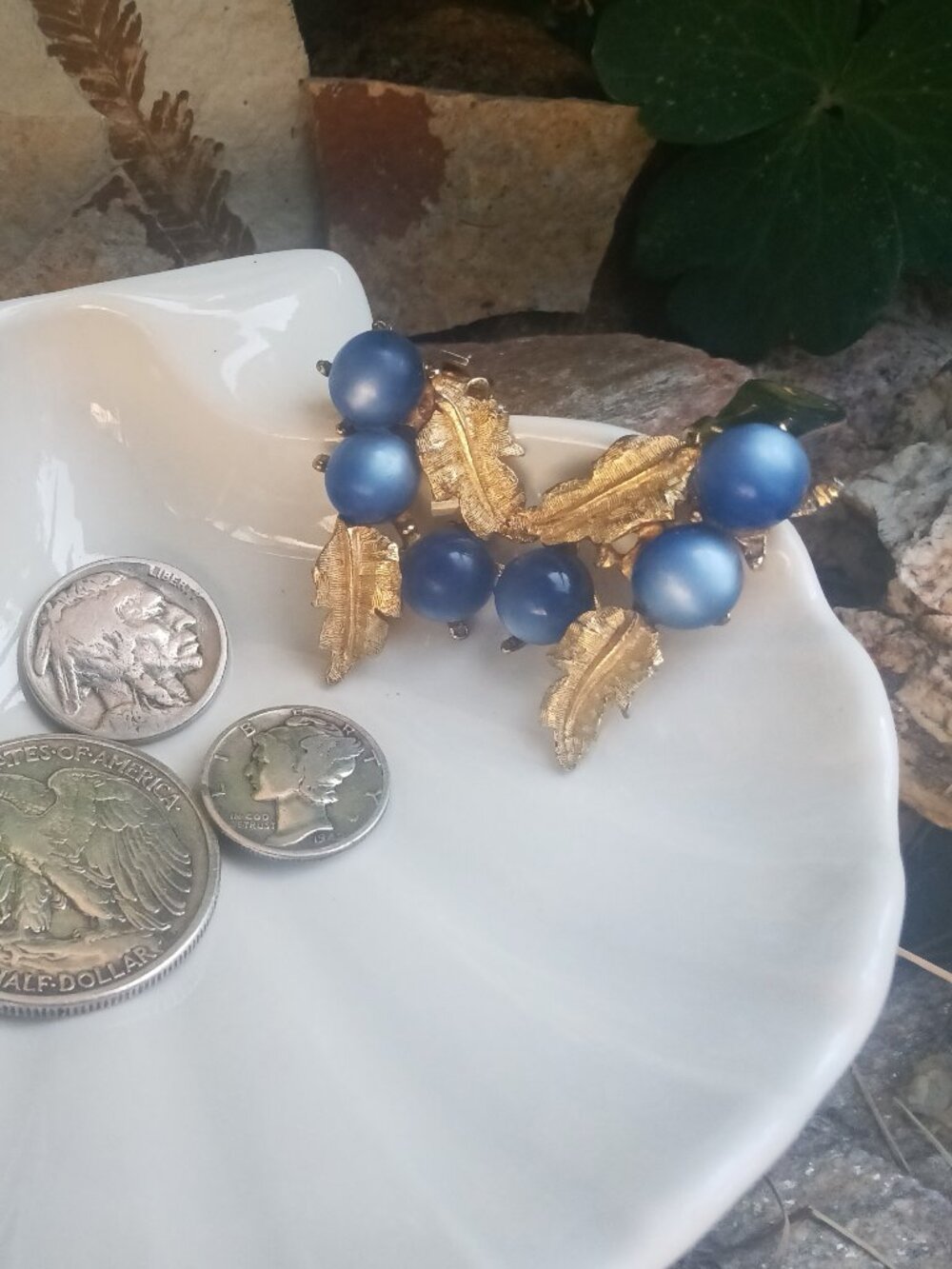 1950's Blue "Moonglow" Lucite Earrings